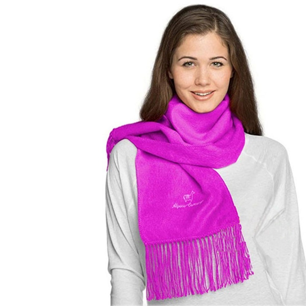 Alpaca Camargo Fushia Pink Purple Alpaca Blend Scarf Fringe Hem - Picture 5 of 5